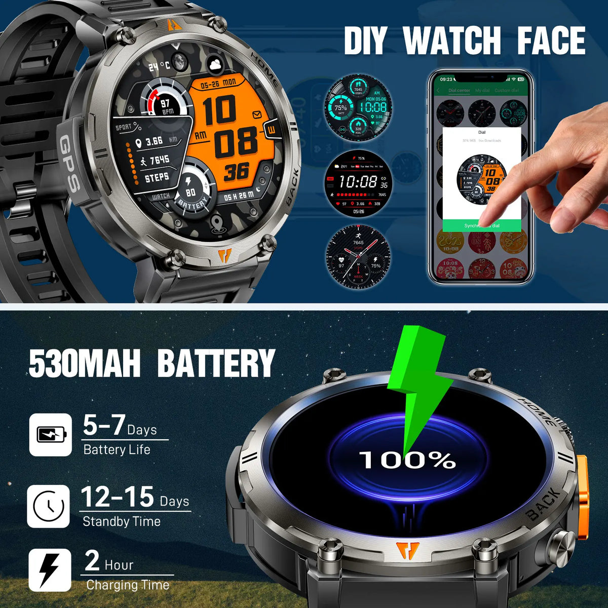 EIGIIS Ke3 Bluetooth Smartwatch With Heart Rate Health Monitoring