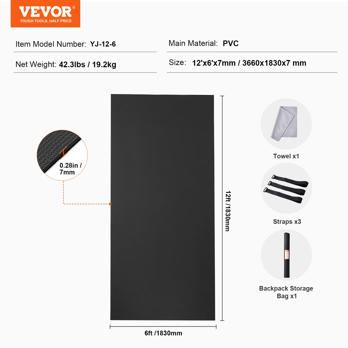 SucceBuy Premium Non Slip Yoga Exercise Mat With Carry Bag
