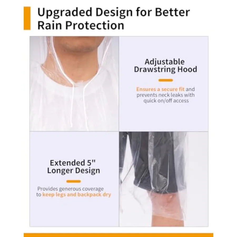 Compact Emergency Rain Poncho With Hood For Outdoor Activities
