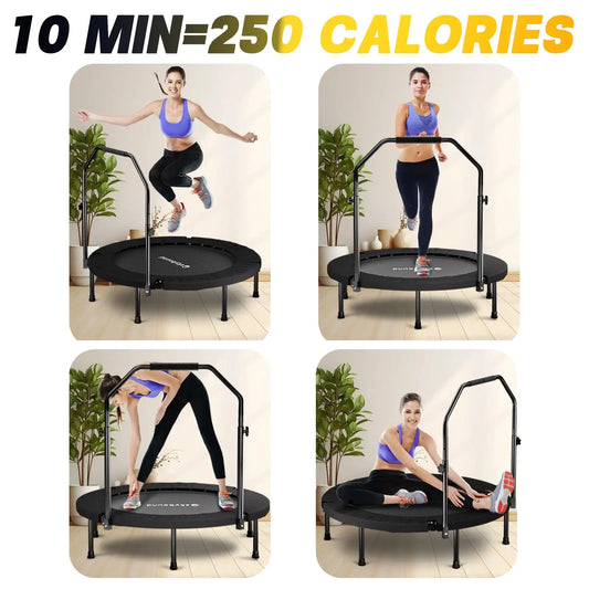 Premium Foldable Fitness Rebounder With Adjustable Bar For Adults