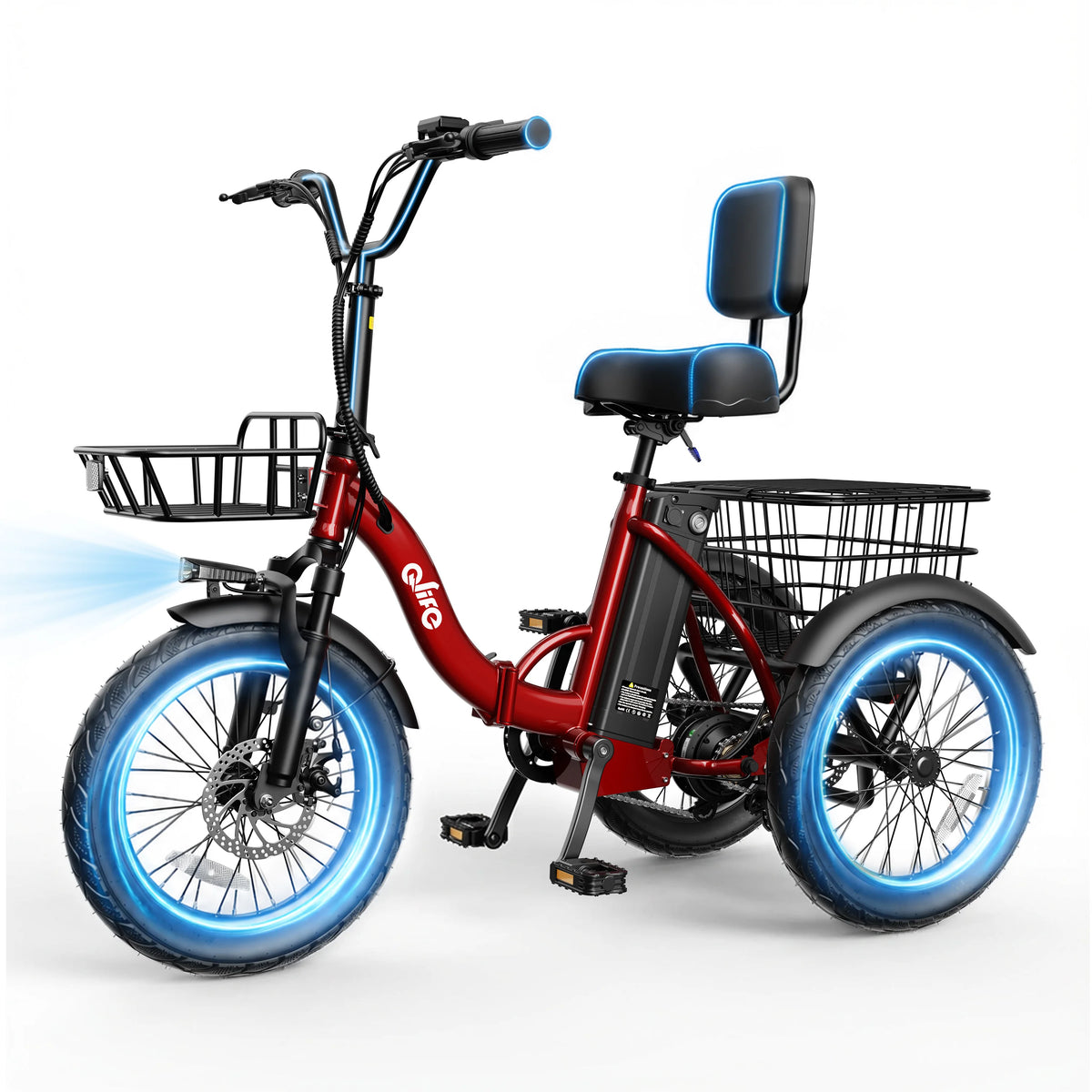 Qlife Triker 2.0 Folding E-Trike 1200W 48V 10.4AH Fat Tire