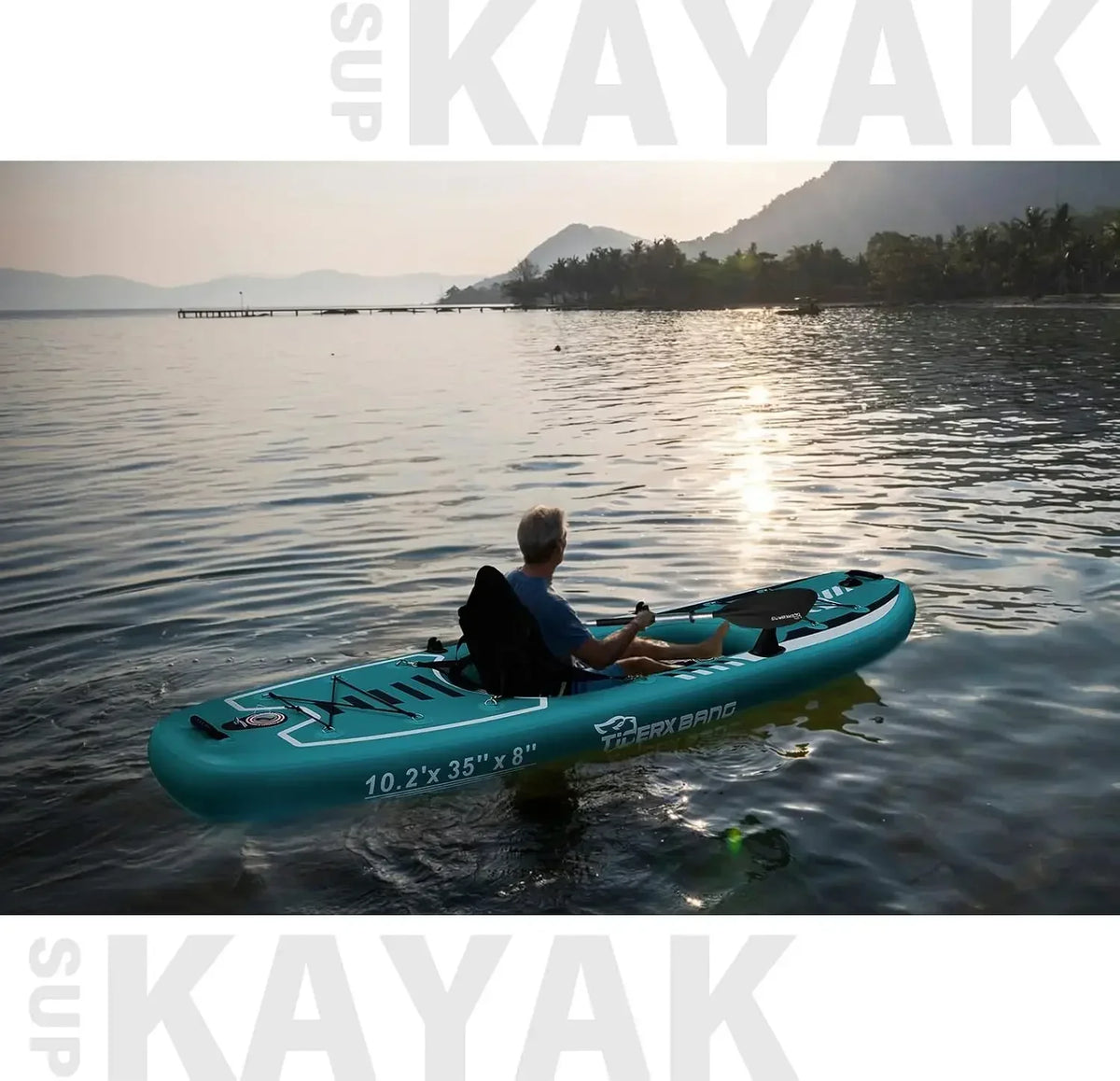 TIGERXBANG Inflatable Kayak With Detachable Seat And Paddle Set