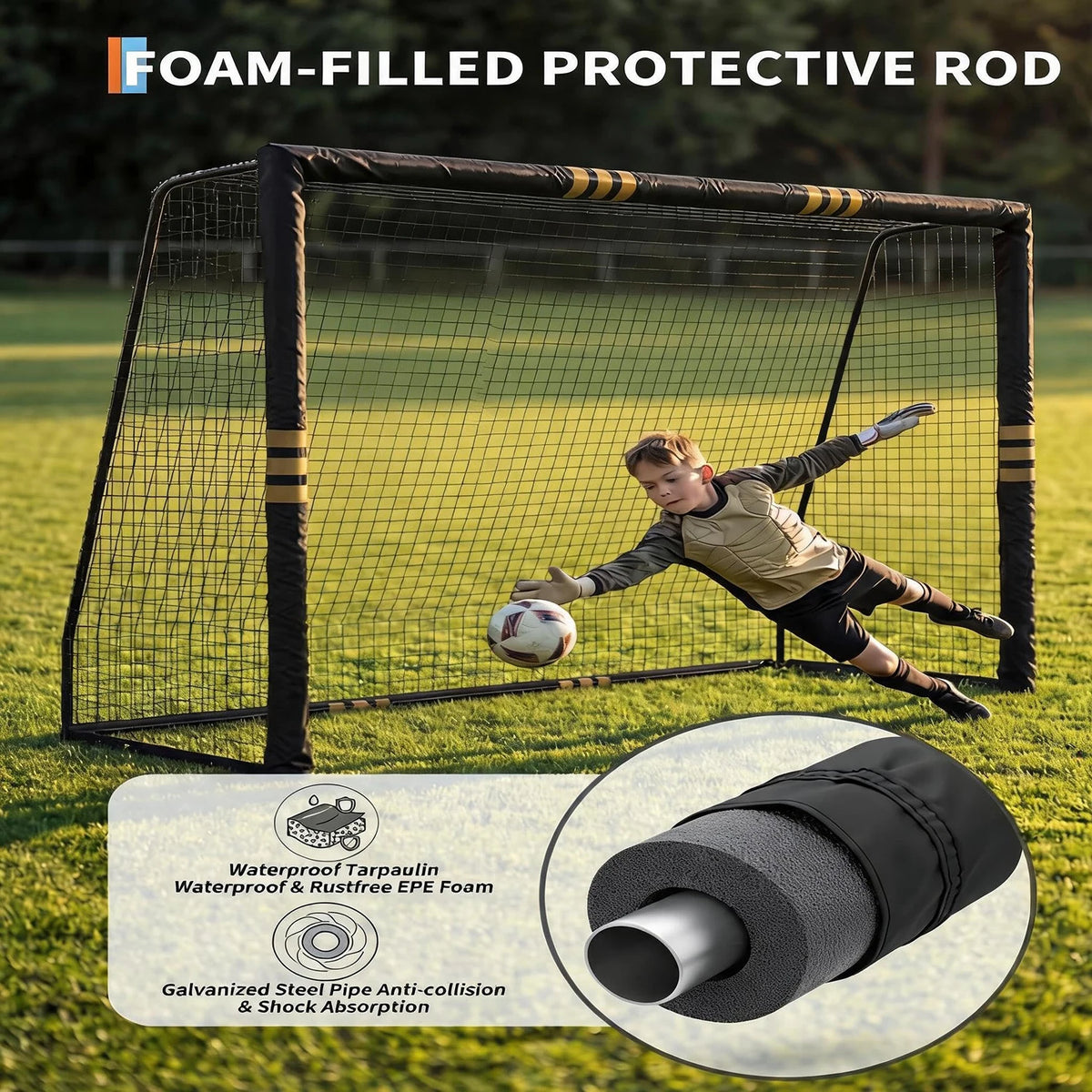 HiMISS Heavy Duty Steel Soccer Goal With Padded Posts