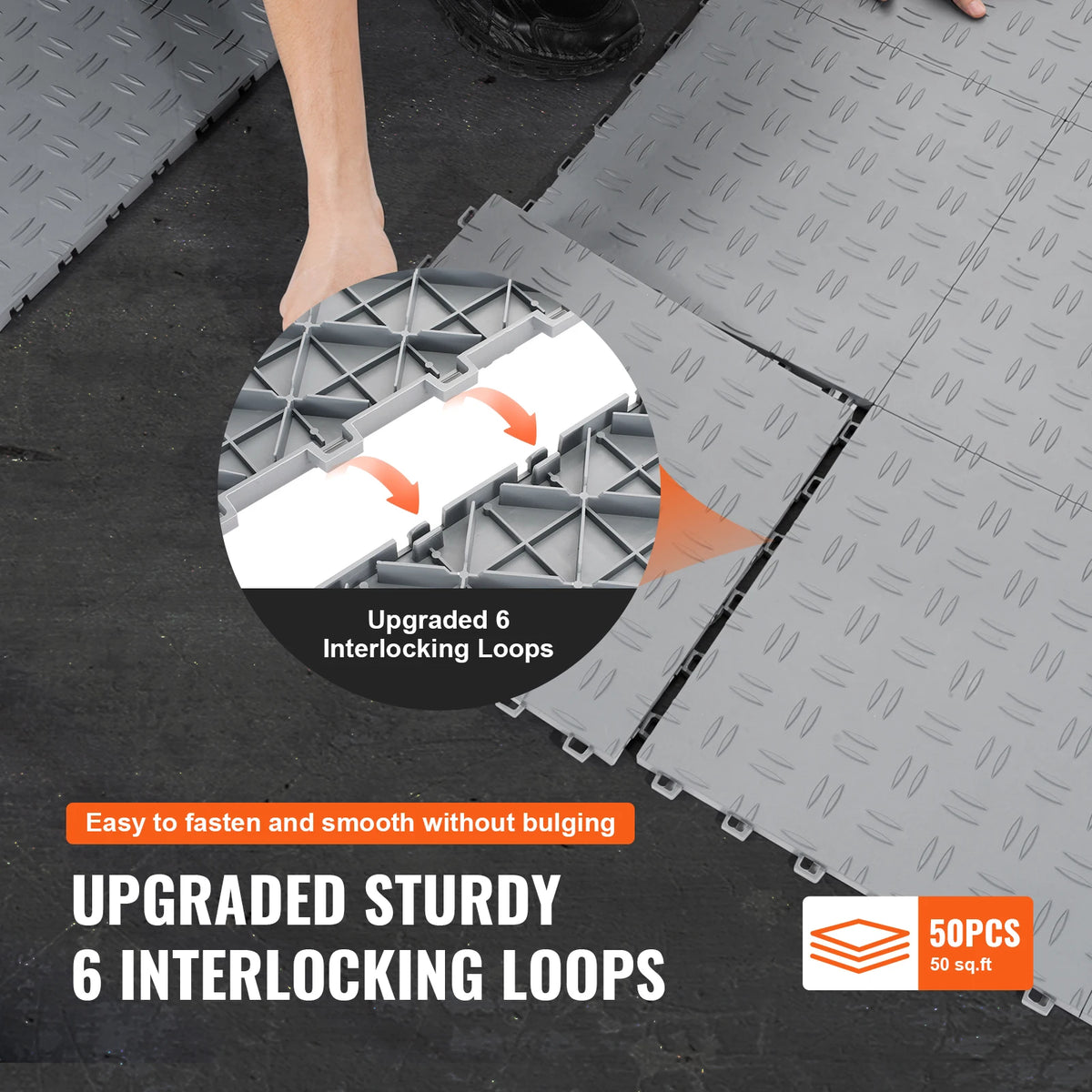 SucceBuy Garage Tiles Interlocking Garage Floor Covering Tiles Non-Slip Double-Sided Texture for Garages Basements Repair Shops