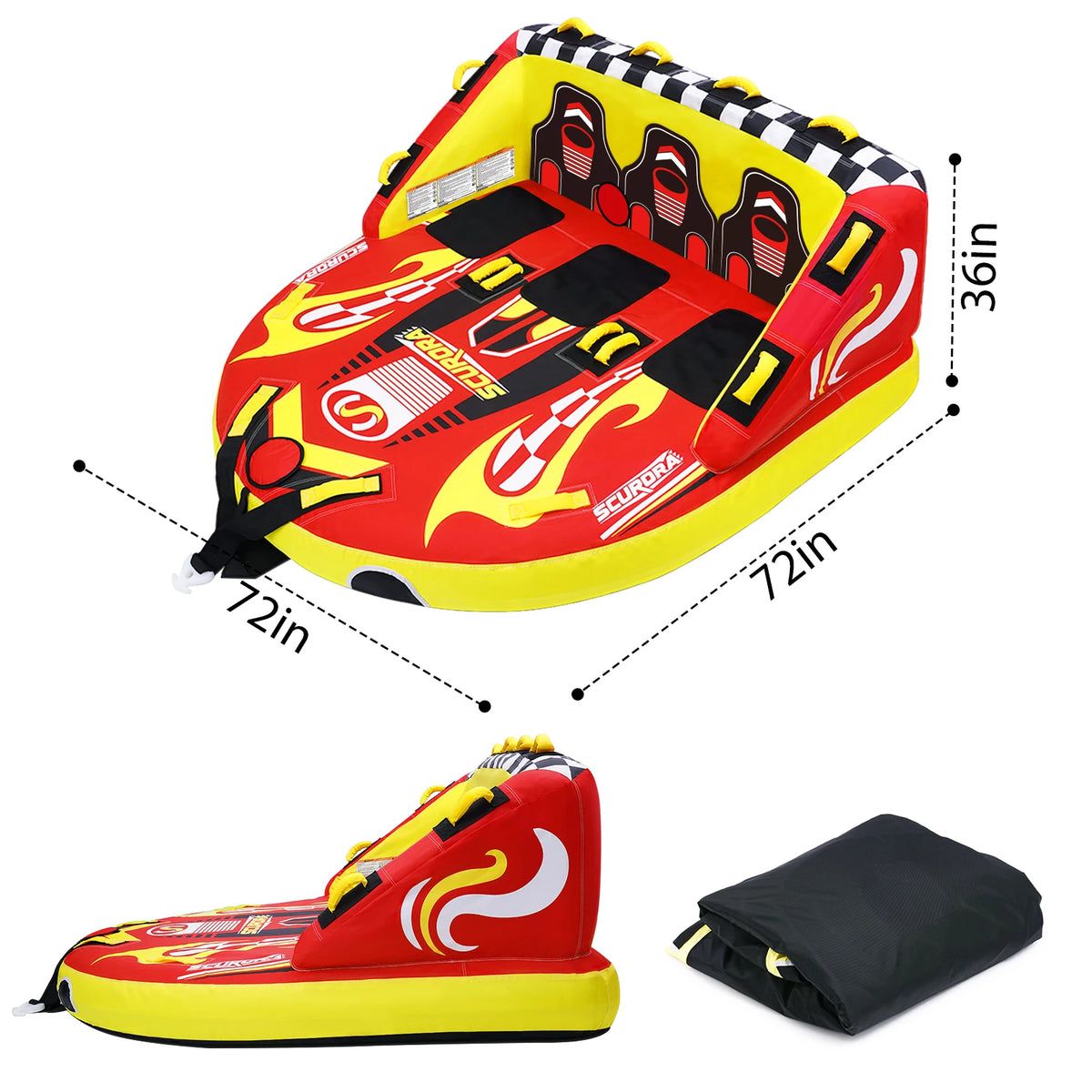Three Person Towable Inflatable Boat Tube For Premium Water Sports