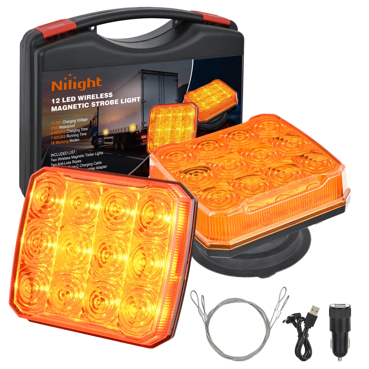 Nilight Magnetic Wireless Strobe Warning Lights For Trucks