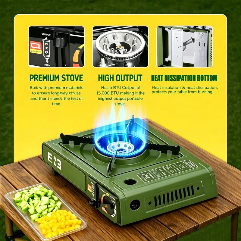 Compact Portable Butane Stove With Windproof Outdoor Camping Design