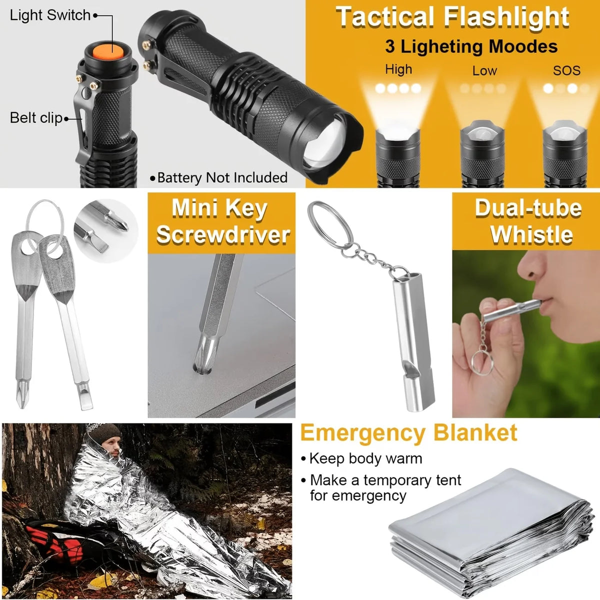 Professional 258 Piece Survival Outdoor Emergency Gear Kit
