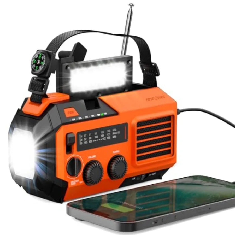 Portable Emergency Weather Radio With Power Bank Solar Hand Crank