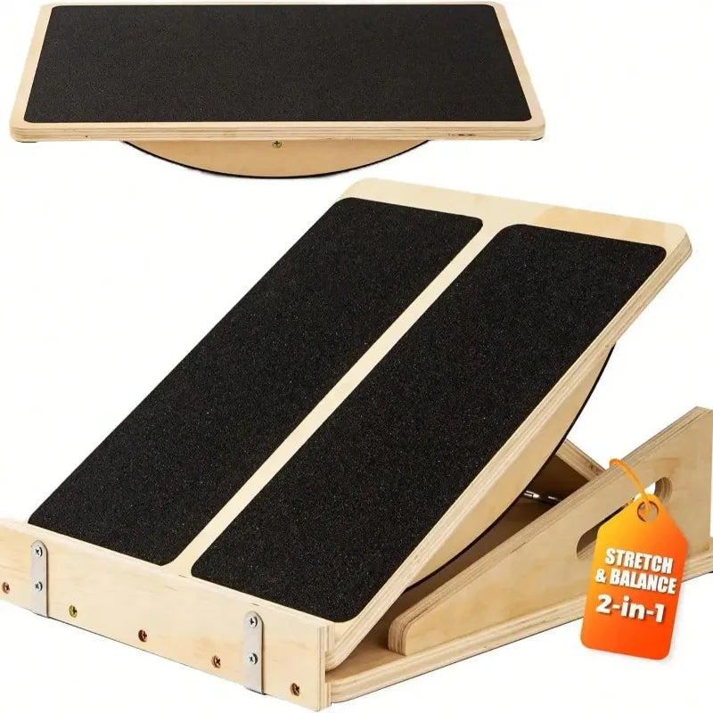 Adjustable Wooden Slant Board for Calf Stretching and Ankle Therapy