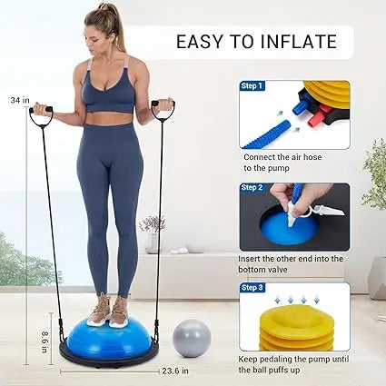 Non Slip Half Exercise Ball Trainer With Pump And Bands