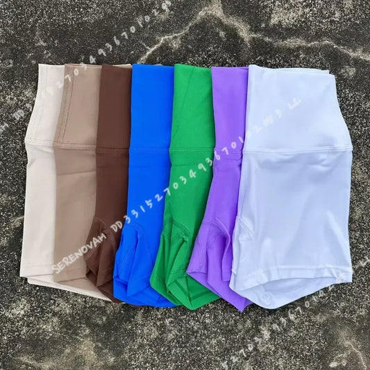 Women High Waist Cotton Yoga Fitness Athletic Shorts