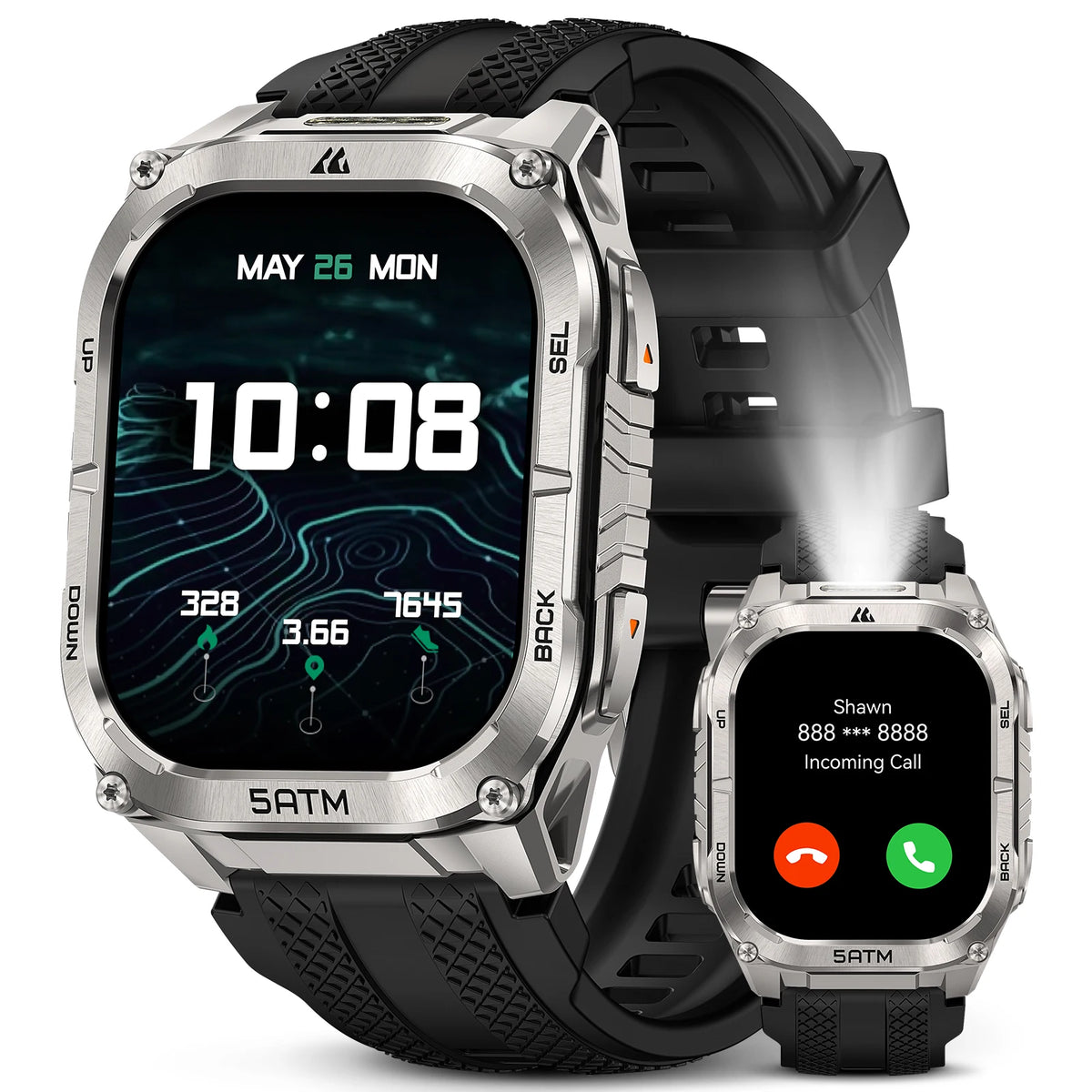 Kospe Tank M4c Gps Smartwatch With Flashlight And Health Tracking
