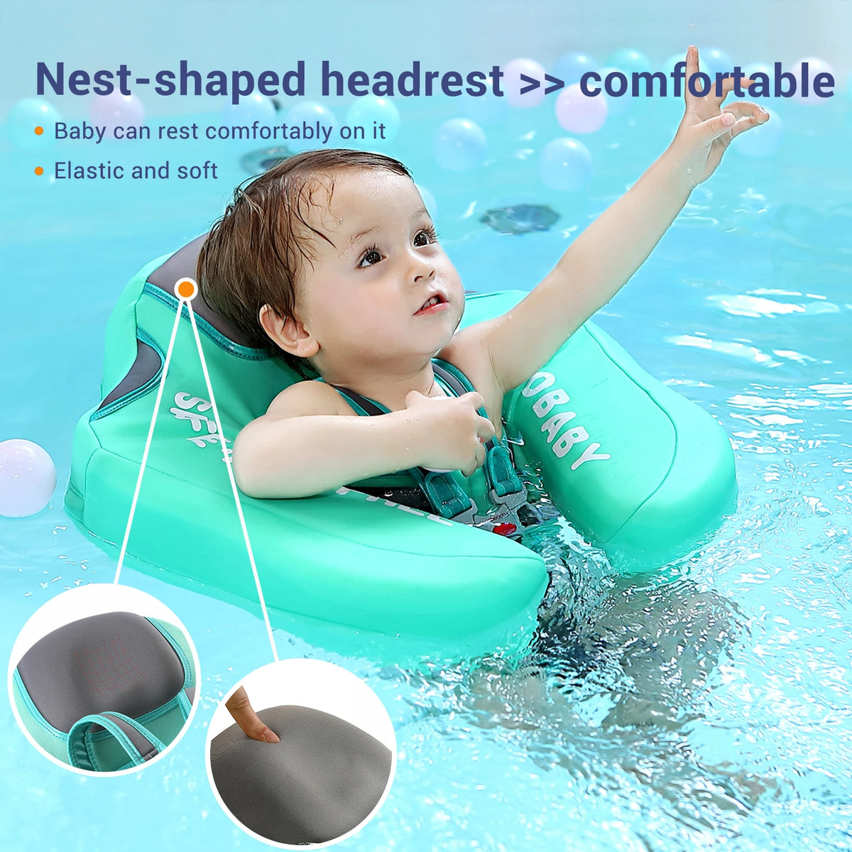 Mambobaby Baby Float Sunshade Canopy Crotch Strap Solid Core Design
