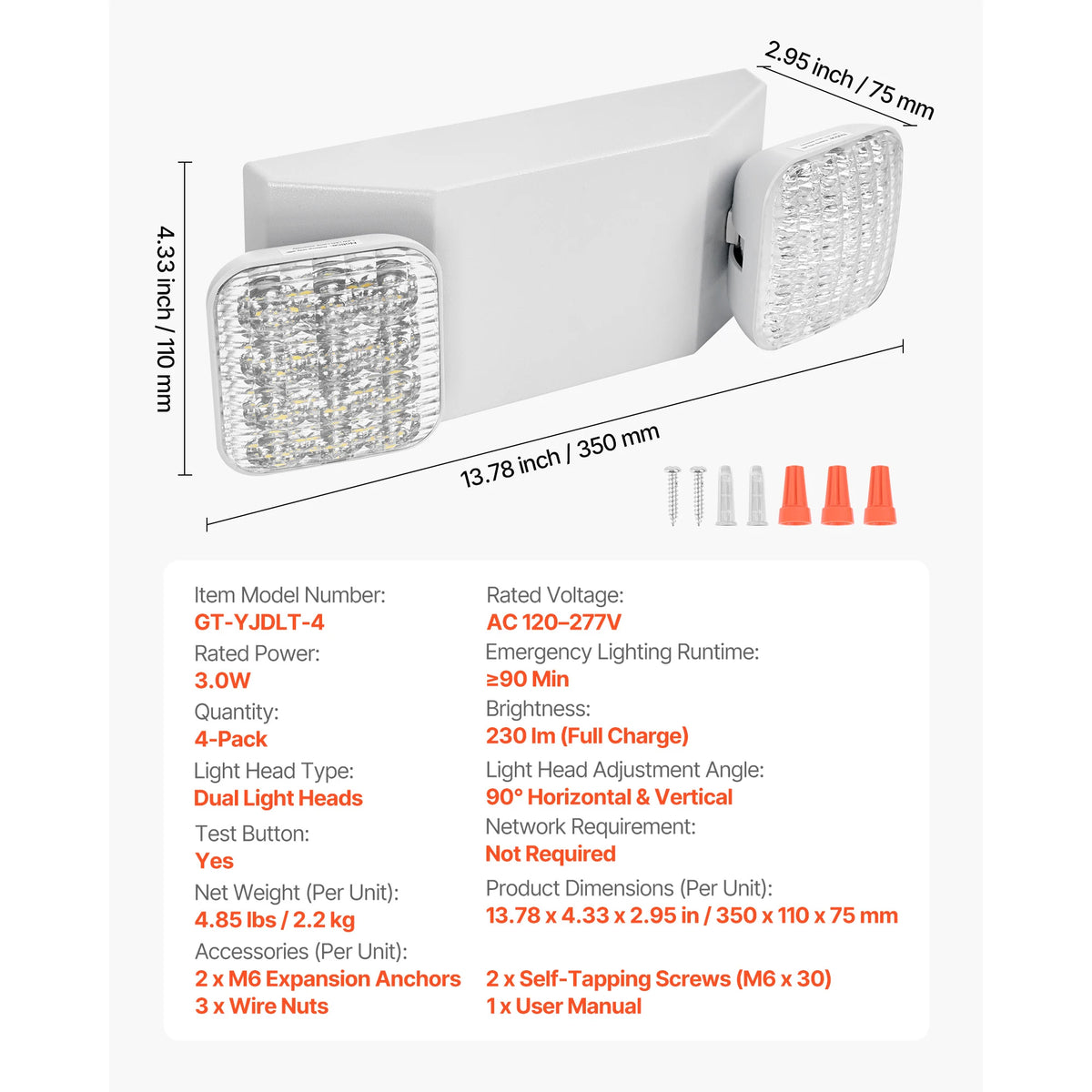 Rechargeable Emergency Lights With Long Battery Backup 4 Pack
