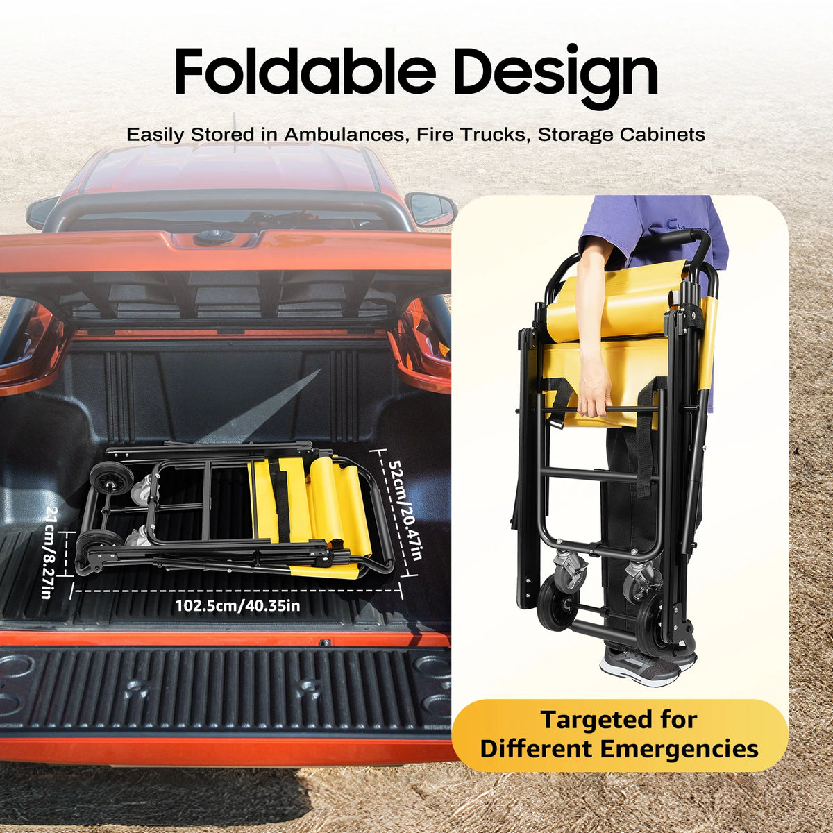 Heavy Duty Foldable Stair Chair For Elderly Emergency Evacuation