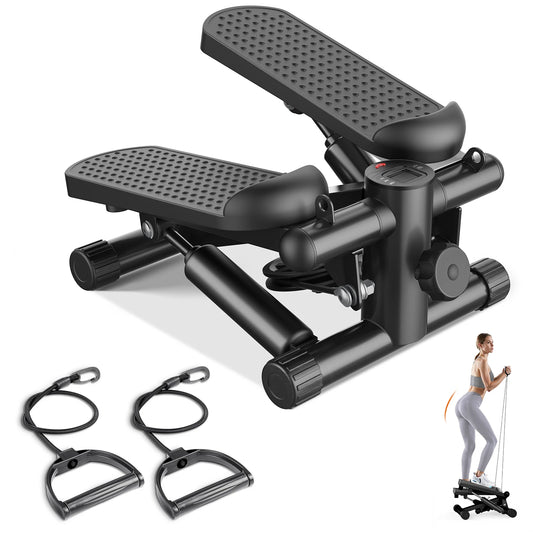 Compact Hydraulic Mini Stepper With Resistance Bands And LCD Monitor