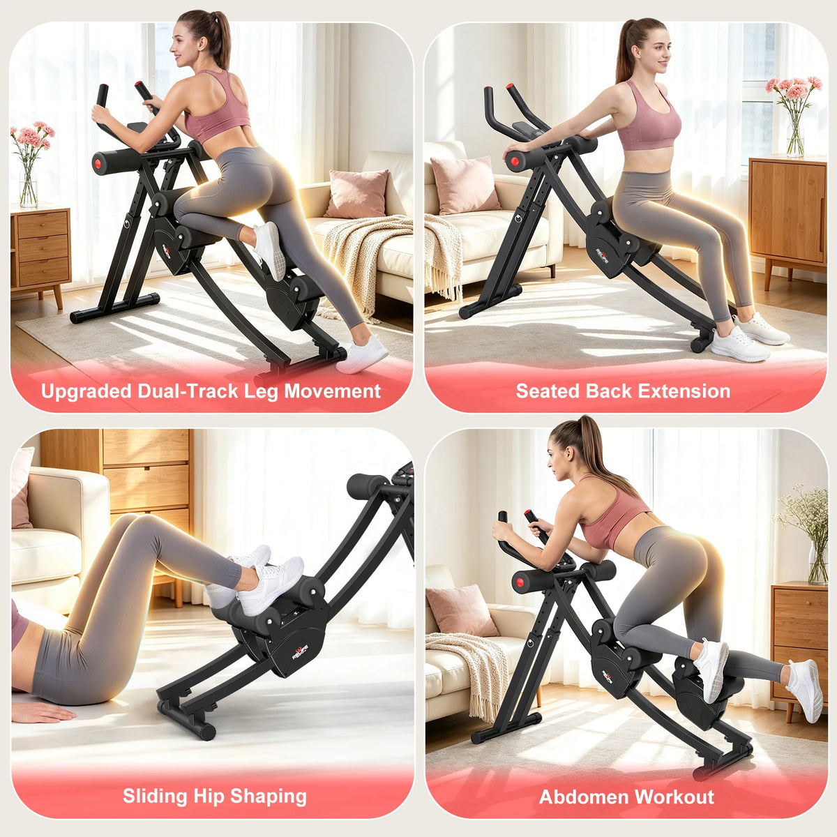Foldable Dual Track Core Trainer With Adjustable Resistance Display