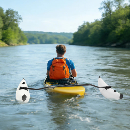 Dual Valve Inflatable Kayak Outriggers With Aluminum Rods For Boating