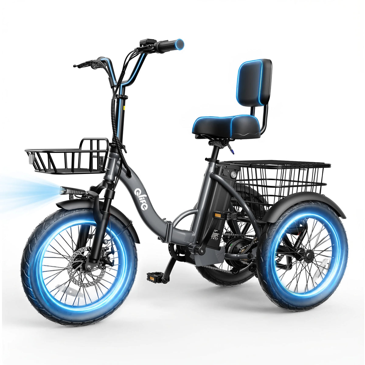 Qlife Triker 2.0 Folding Electric Trike 1200W Motor With Battery