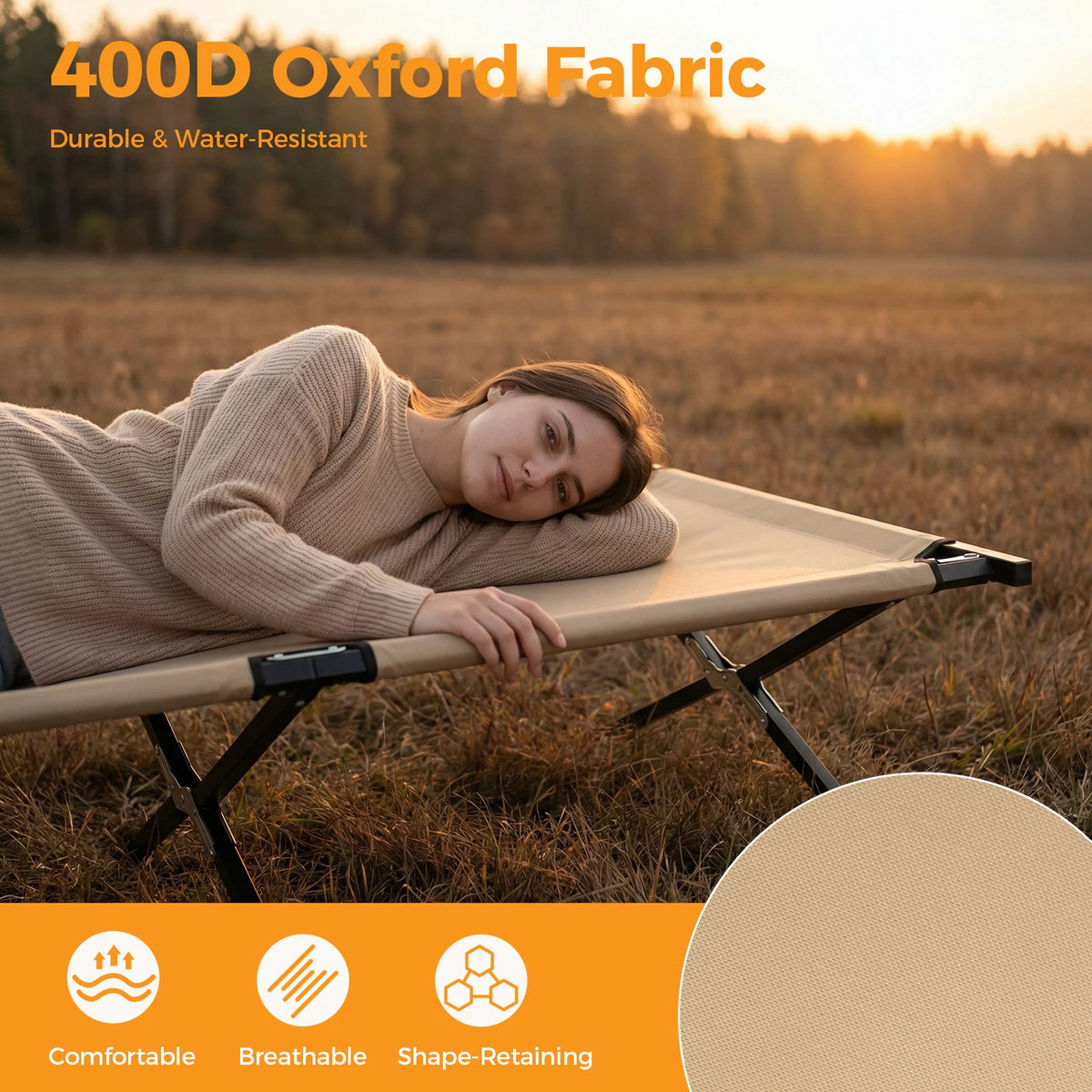JHK Portable Folding Camping Cot With Sturdy Steel Frame