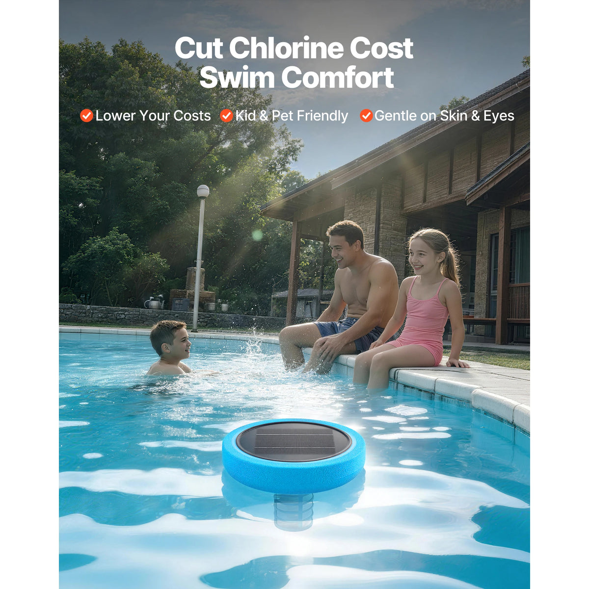 SucceBuy Solar Pool Ionizer Copper Floating Chlorine Free Water Purifier