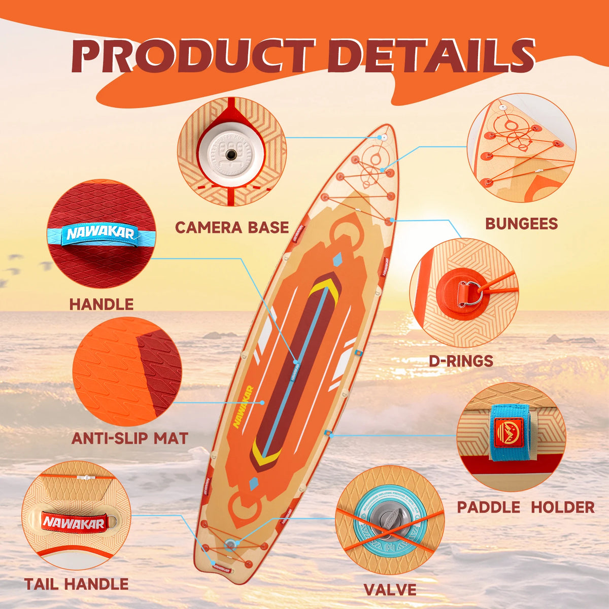 Professional Double Layer Reinforced Adult Stand Up Surfboard