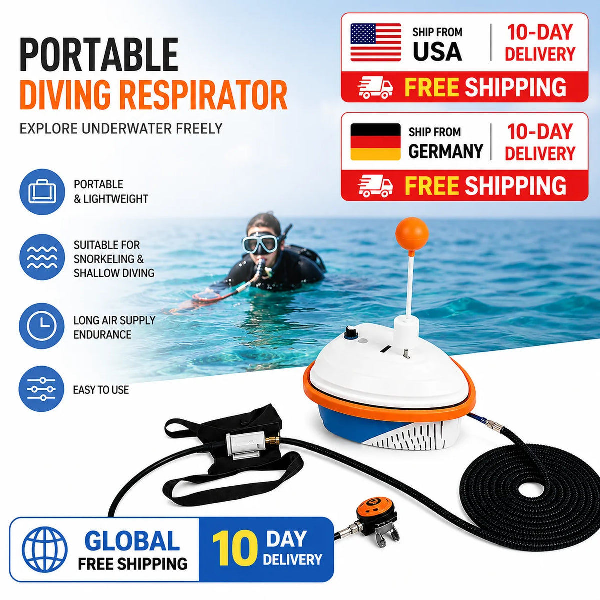LieyuDive Scuba Oxygen Concentrator Rechargeable Underwater Respirator