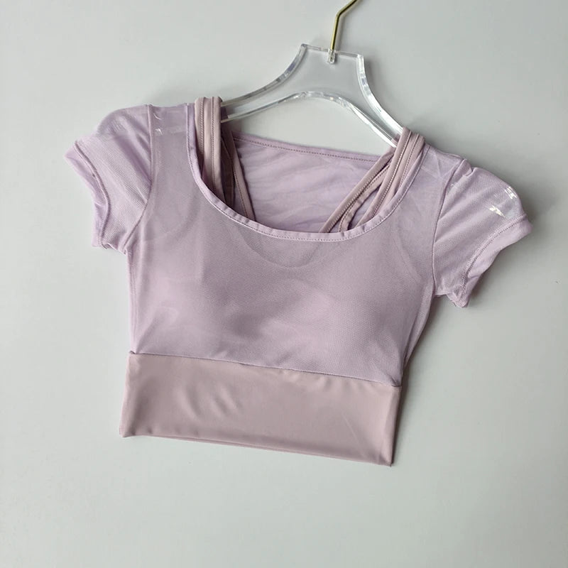 Women Seamless Quick Dry Yoga Top Built In Chest Pad