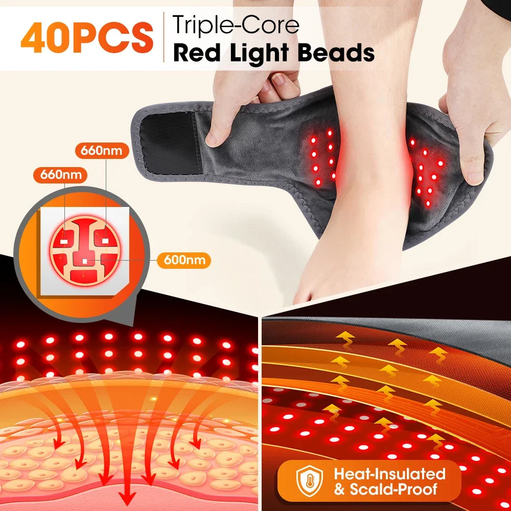 Pastsky Rechargeable Red Light Ankle Brace With Heat And Massage